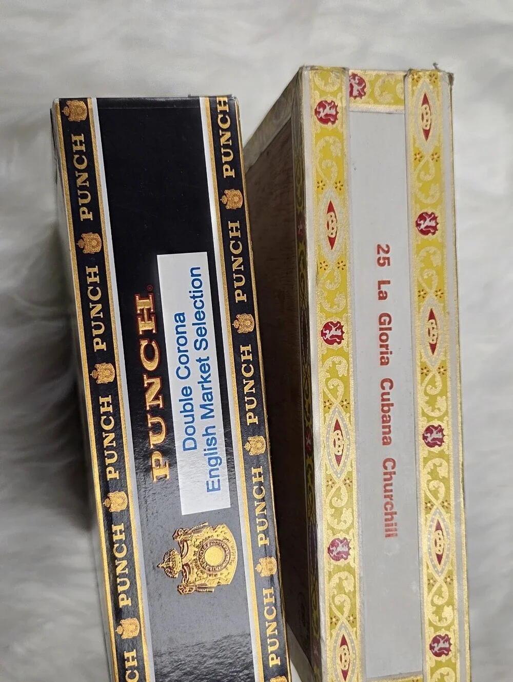 Punch Cigar Box & La Gloria Cubana Decorative Boxes - Black, White, Gold